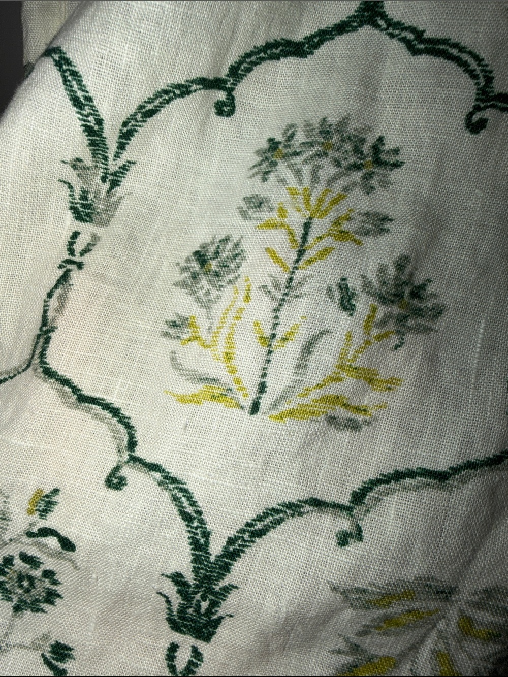 Rachel Zoe Cream Printed Linen Pants with Green and Yellow Floral Motif. Sz XL - Picture 2 of 6